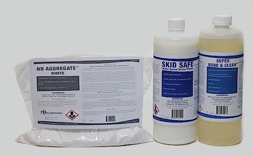 No Slip Skid Safe System™ for Tile, Porcelain, Brick or Limestone incl: Super Bond & Clean™ (pre-Treatment), Skid Safe™, ND Aggregate™ (Regular/Gloss, Small KIT 1 qt)