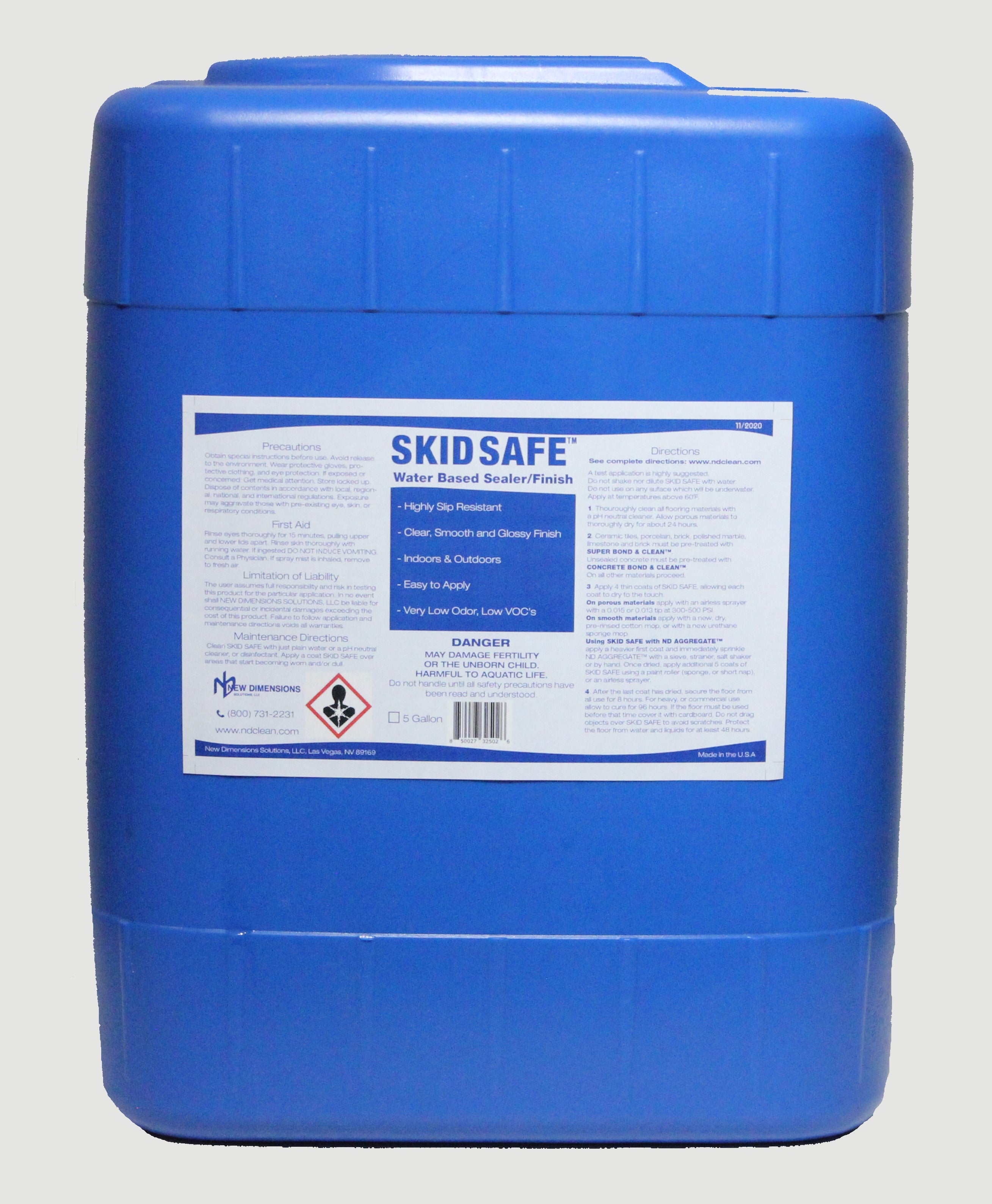 SKID SAFE™ Water Based Sealer & Finish (No Slip floor sealer/coating) Clear, water-based no-slip floor finish for almost all floor surfaces. - NEW DIMENSIONS SOLUTIONS, LLC