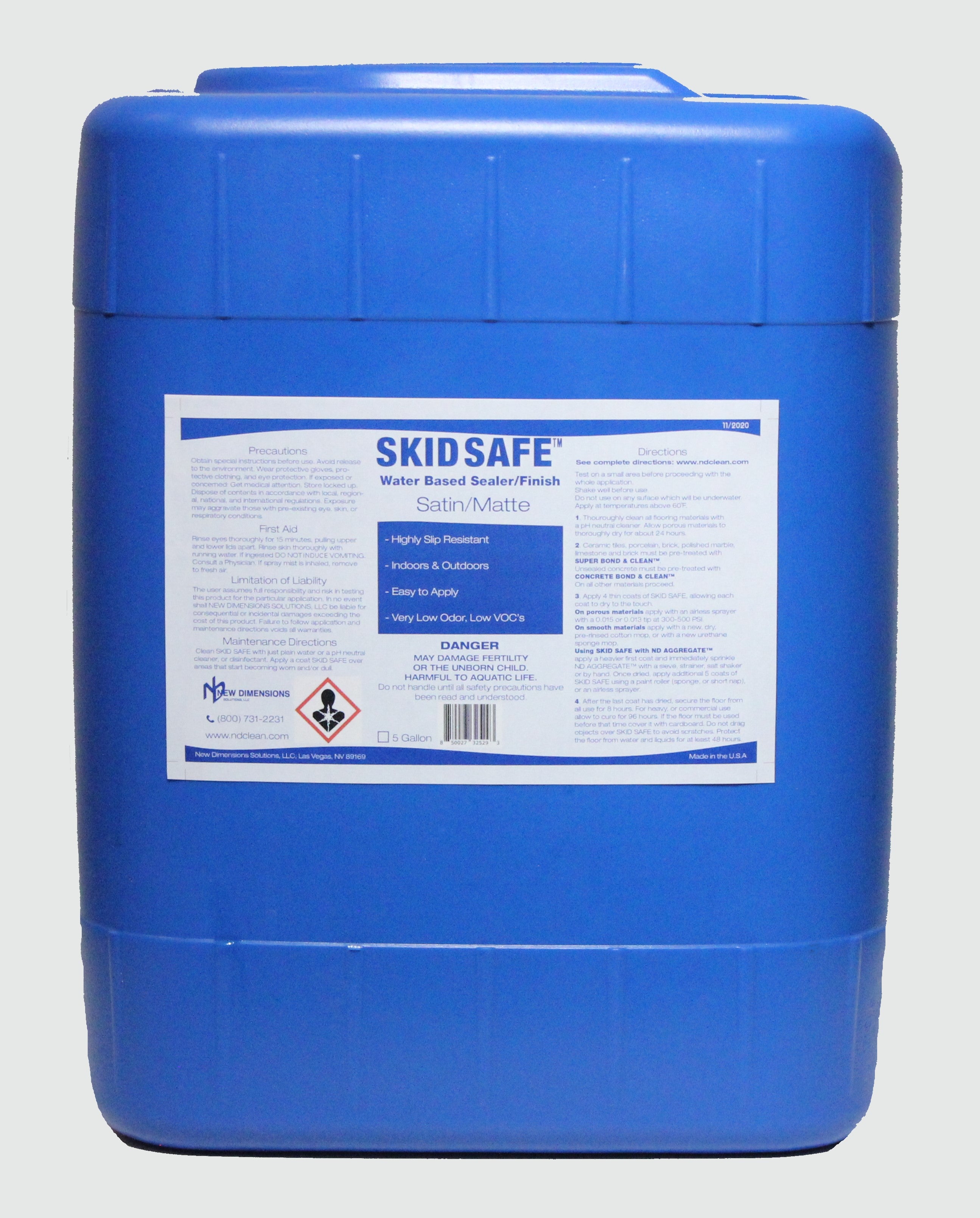 SKID SAFE™ Water Based Sealer & Finish (No Slip floor sealer/coating) Clear, water-based no-slip floor finish for almost all floor surfaces. - NEW DIMENSIONS SOLUTIONS, LLC